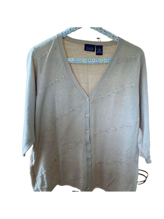 Hilliard & Hanson Sweaters - Women's Hilliard & Hanson Cardigan Sweater 1X Beige